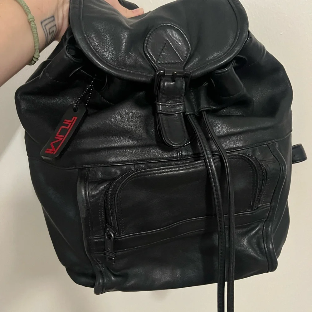 Vintage 90’s Tumi drawstring leather mini backpack